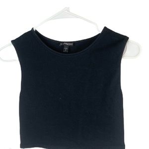 Express Crop Top Black Sleeveless Solid Fitted